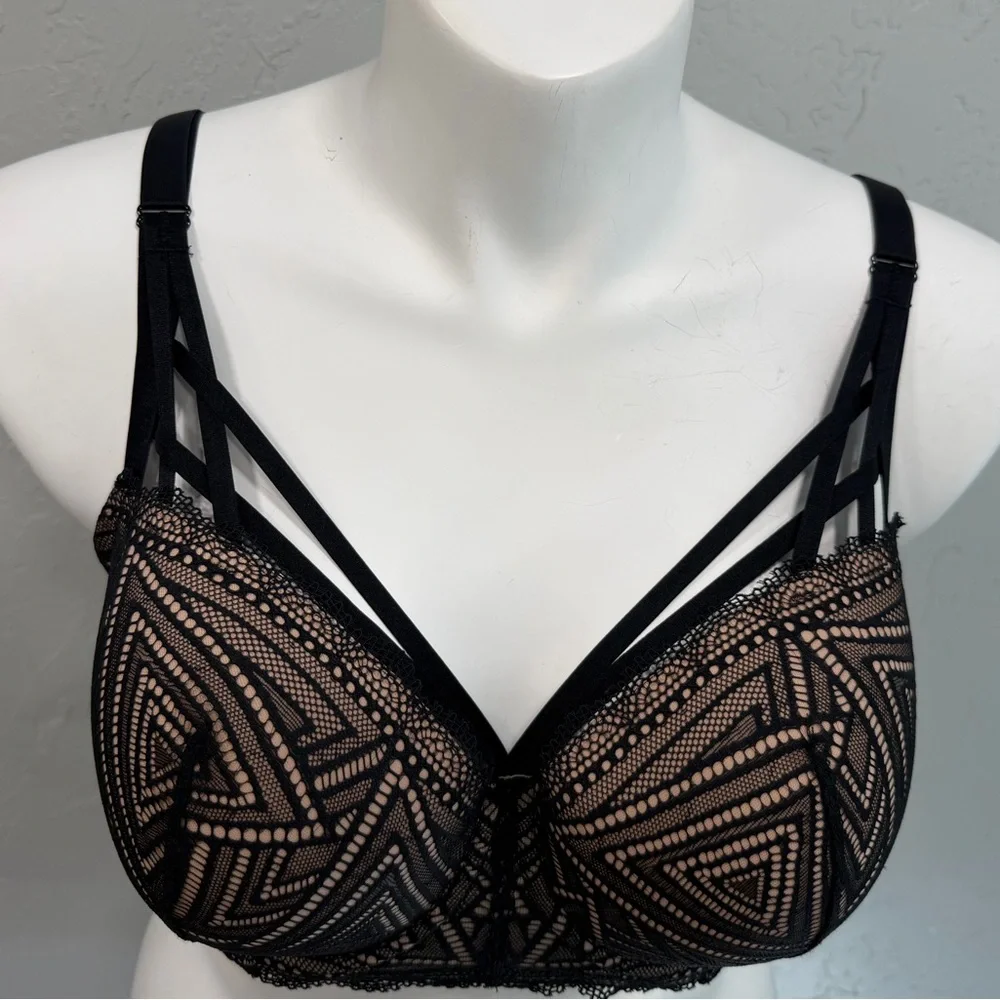 Adore Me Black and Tan Lace Bra - Picture 2 of 5